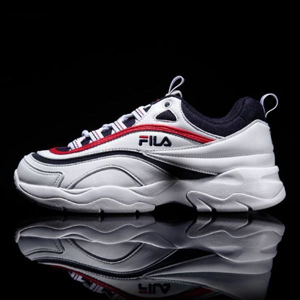 Sapatos De Estilo De Vida Fila Homem Branco/Azul Marinho/Vermelhas - Fila Ray Portugal Lojas,YEJH-41